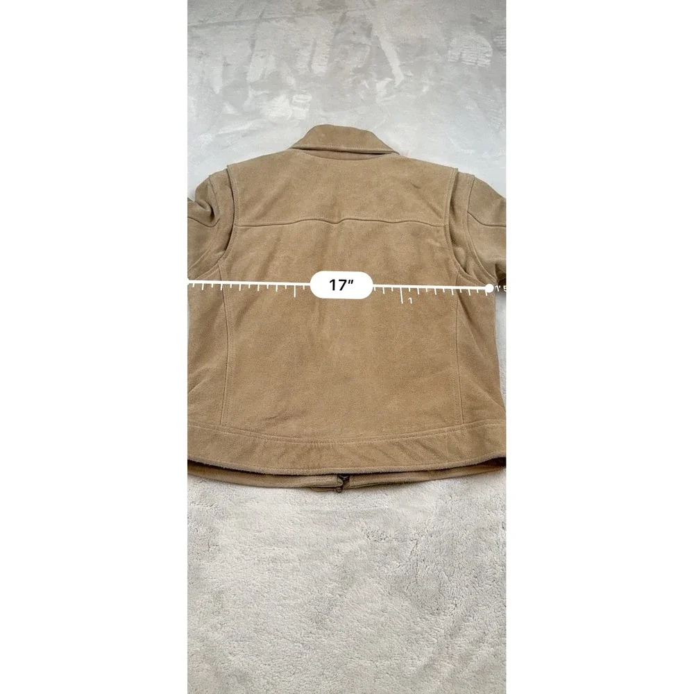 Harley Davidson Suede Leather Jacket Women's XS Embellished Motorcycle Biker Tan - Picture 7 of 10